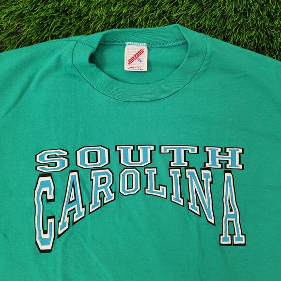 Vintage 80s South-Carolina Shirt Large 21x26 Teal Blue - Picture 7 of 9